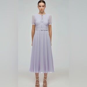 Self Portrait Lavender Pleated Midi Dress, Size 4
